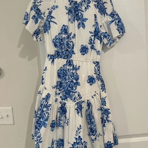 rachel parcell blue dress Rachel Parcell Light Blue Ruffle Tier Eyelet Swiss Dot Midi Dress